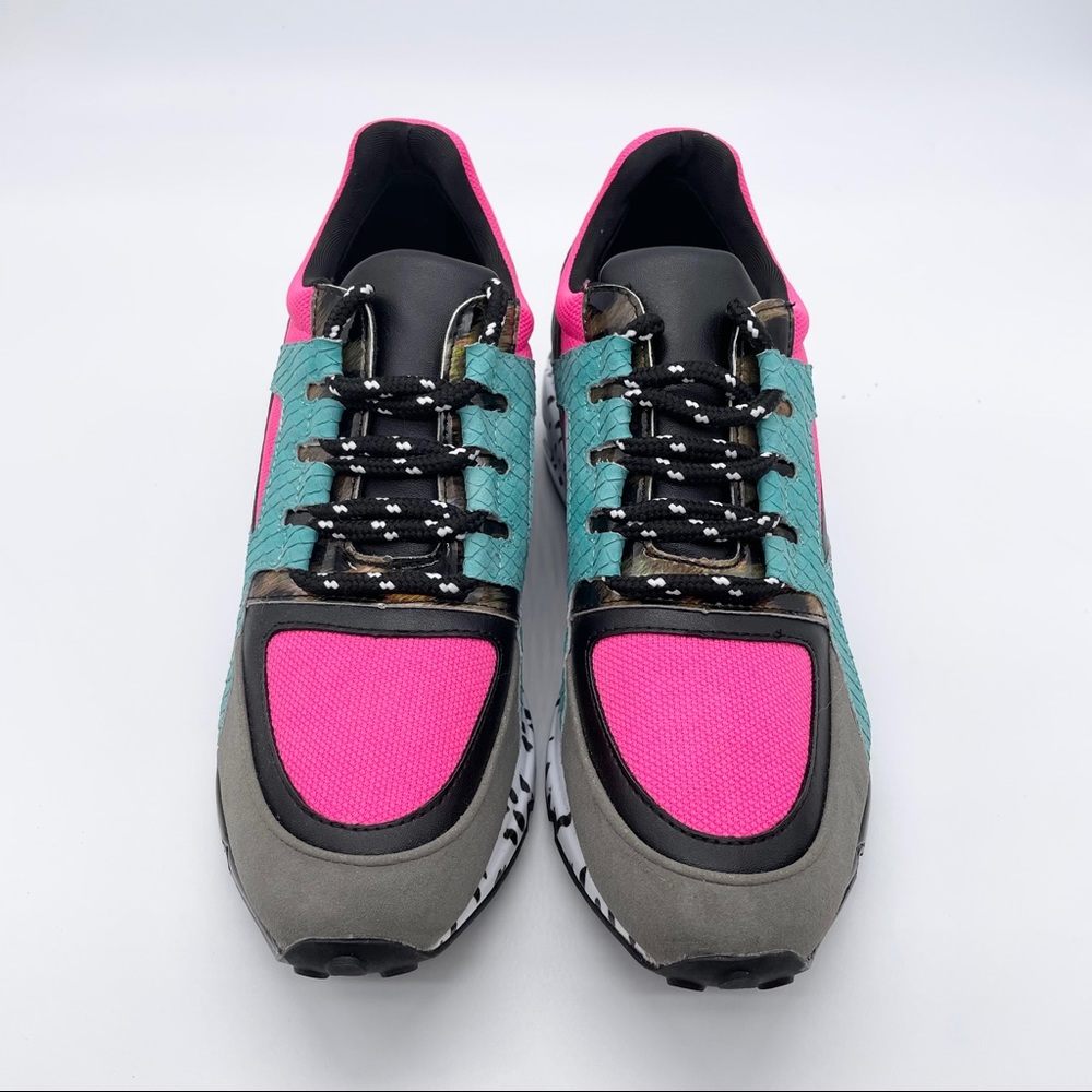 Steve Maddens Cliff Bright Multicolored Pink Blue Gray Sneakers - Picture 4 of 9